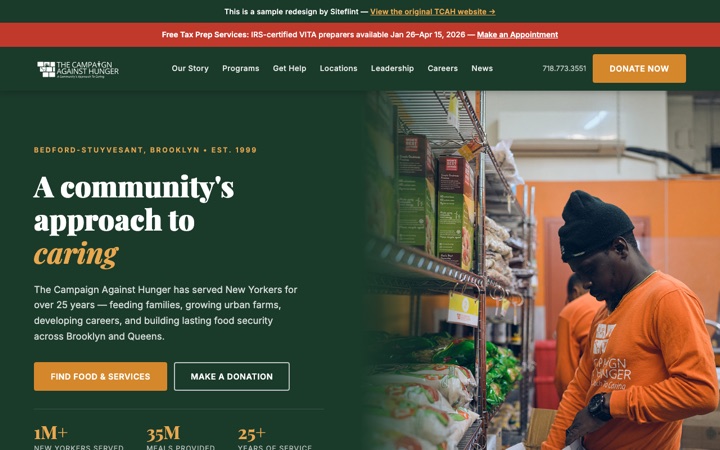Campaign Against Hunger SiteFlint redesign