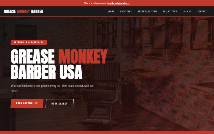 Grease Monkey Barber SiteFlint redesign