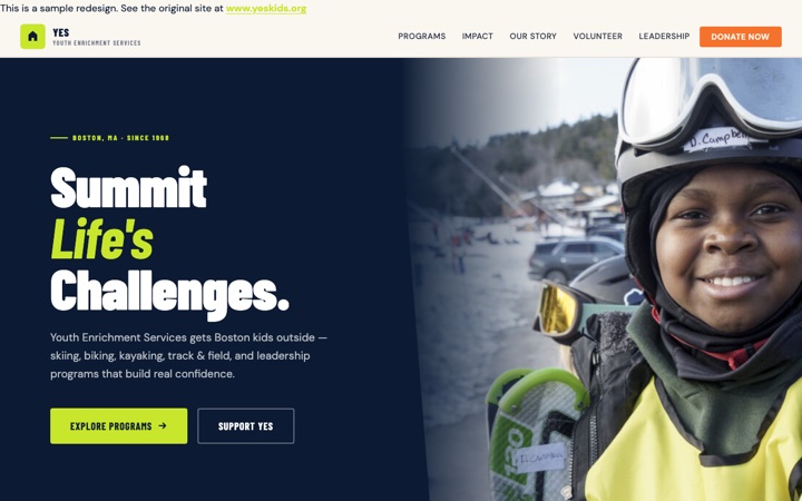 YES Kids SiteFlint redesign